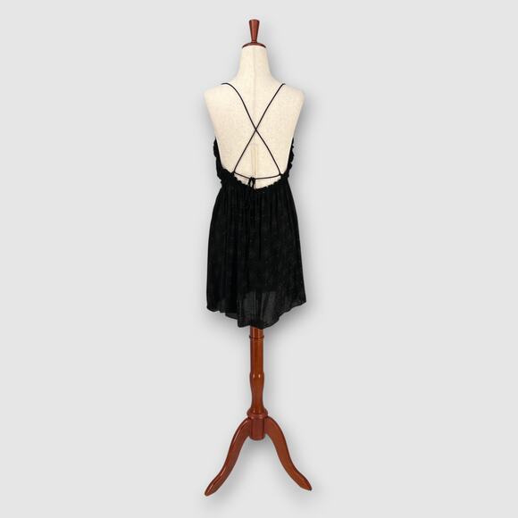Free People Jolene Mini Slip Black Gold Dot Mini Dress Size Medium - Picture 3 of 7